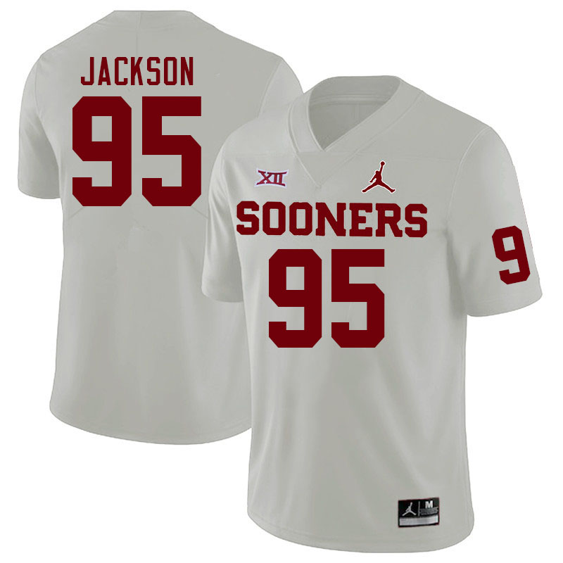 Oklahoma Sooners #95 Evan Jackson College Football Jerseys Stitched-White
